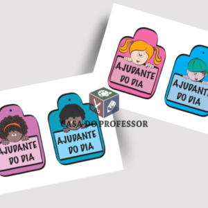 Crachá Ajudante do Dia (arquivo colorido - Tema: crianças)