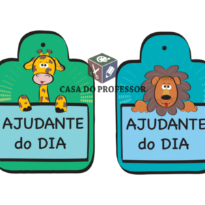 Crachá Ajudante do Dia (arquivo colorido - Tema: safari)